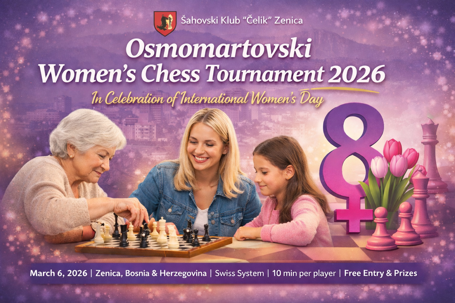 Raspis Osmomartovskog šahovskog turnira za 2026. godinu